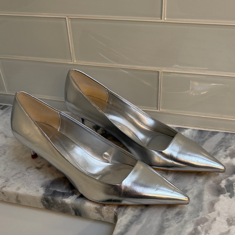 Elegant Zara Silver Kitten Heel Women's Pumps